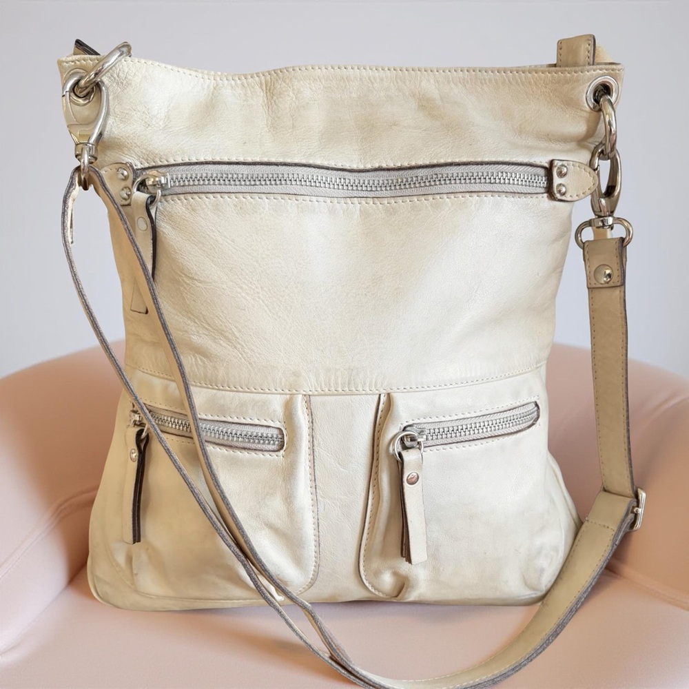 Cavalcanti Cream Italian Leather Crossbody Bag